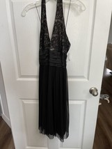 Maggy London Deep V Sexy Black Nude Ruched Silk Cocktail Dress Size 6 NWOT lace - £19.80 GBP