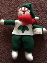 Vintage Snowman Christmas Tree Ornament White Red Green - $4.43