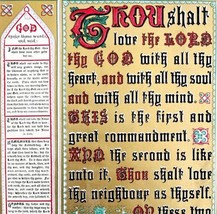 Ten Commandments Gold Tone 1872 Lithograph Victorian Religious Art DWAA6 - $249.99