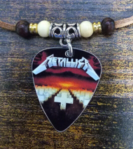Handmade Metallica Master Of Puppets Aluminum Guitar Pick Necklace - £9.76 GBP