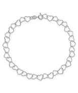 Sterling Silver 0.6mm Fancy Heart Link Anklet - $73.84 CAD