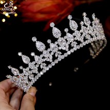 Luxury CZ Crown  Bridal Tiara Princess Queen Beauty Pageant Diadem Crystal Headb - £115.73 GBP