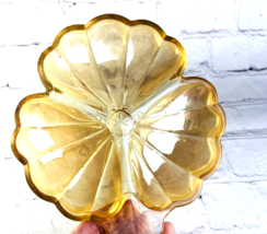 Vintage Marigold Carnival Glass Three Leaf Clover Candy Nut Trinket Dish - £3.95 GBP