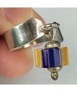 glass bead dangle ring furnace cane 925 Sterling size 7.5 ESTATE SALE - $42.99