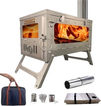 DANCHEL OUTDOOR Portable Titanium Stove, Wood Stove for Hot Tent with Chimney - £341.68 GBP