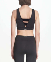 DKNY Womens Sport Velvet Trimmed V Back Medium Support Sports Bra, Black,X-Large - £33.03 GBP