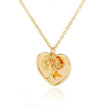 Heart Necklace For Women Stainless Steel Engraved Tree Pendant Necklace ... - £19.57 GBP