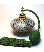 Art hand made perfume atomizer bottle with green bulb and tassel spray m... - $62.95