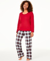 allbrand365 designer Womens Mix It Stewart Plaid Pajama Set Size Small Color Red - £29.09 GBP