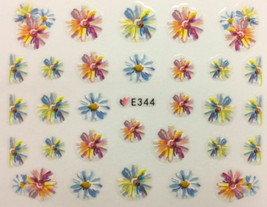 Nail Art 3D Decal Stickers Watercolor Flowers Multicolored E344 - £2.54 GBP