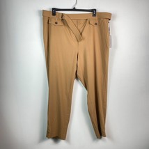 Calvin Klein Womens Plus 18W Tan Belted High Rise Trouser Dress Pants NWT BR77 - £16.20 GBP