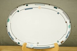 Vintage China Noritake METRONOME Pattern 14&quot; Oval Meat Serving Platter 1991-96 - £62.87 GBP