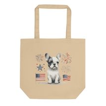 French Bulldog 4th of July Tote, Organic Cotton Tote Bag For Frenchie Lo... - $27.39