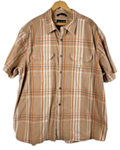 Carhartt Shirt Size 2XL Mens Loose Fit Button Down Plaid Cotton Work Canvas Tan - £36.68 GBP