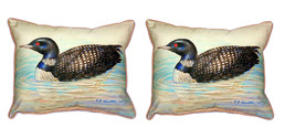 Pair of Betsy Drake Loon Large Pillows 15 Inch x 22 Inch - £70.46 GBP