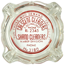 Crescent Shand Cleaners Demand The Best Vtg AshTray Coaster Glass Ph# Ri 2345 - £26.47 GBP