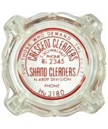 Crescent Shand Cleaners Demand The Best Vtg AshTray Coaster Glass Ph# Ri... - £26.62 GBP