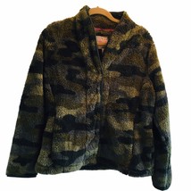 Isaac Mizrahi Live! Women&#39;s Size M Faux Fur Snaps Jacket Green Camo Camouflage - £26.53 GBP