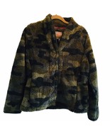 Isaac Mizrahi Live! Women&#39;s Size M Faux Fur Snaps Jacket Green Camo Camo... - $45.40 CAD