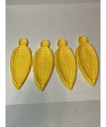 Set Of 4 plastic corn on the cob trays. Yellow In The Shape Of Corn Supe... - $14.80