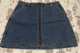Hollister Women&#39;s Juniors Mini Jean Skirt Size 5 Distressed Blue Denim Full Zip - £10.92 GBP