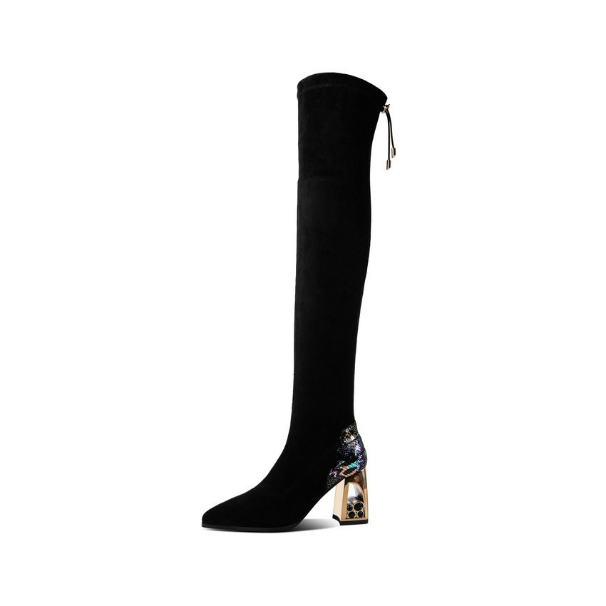 Primary image for QUTAA 2021 Stretch Flock Over The Knee Boots Pointed Toe Autumn Winter Women Sho
