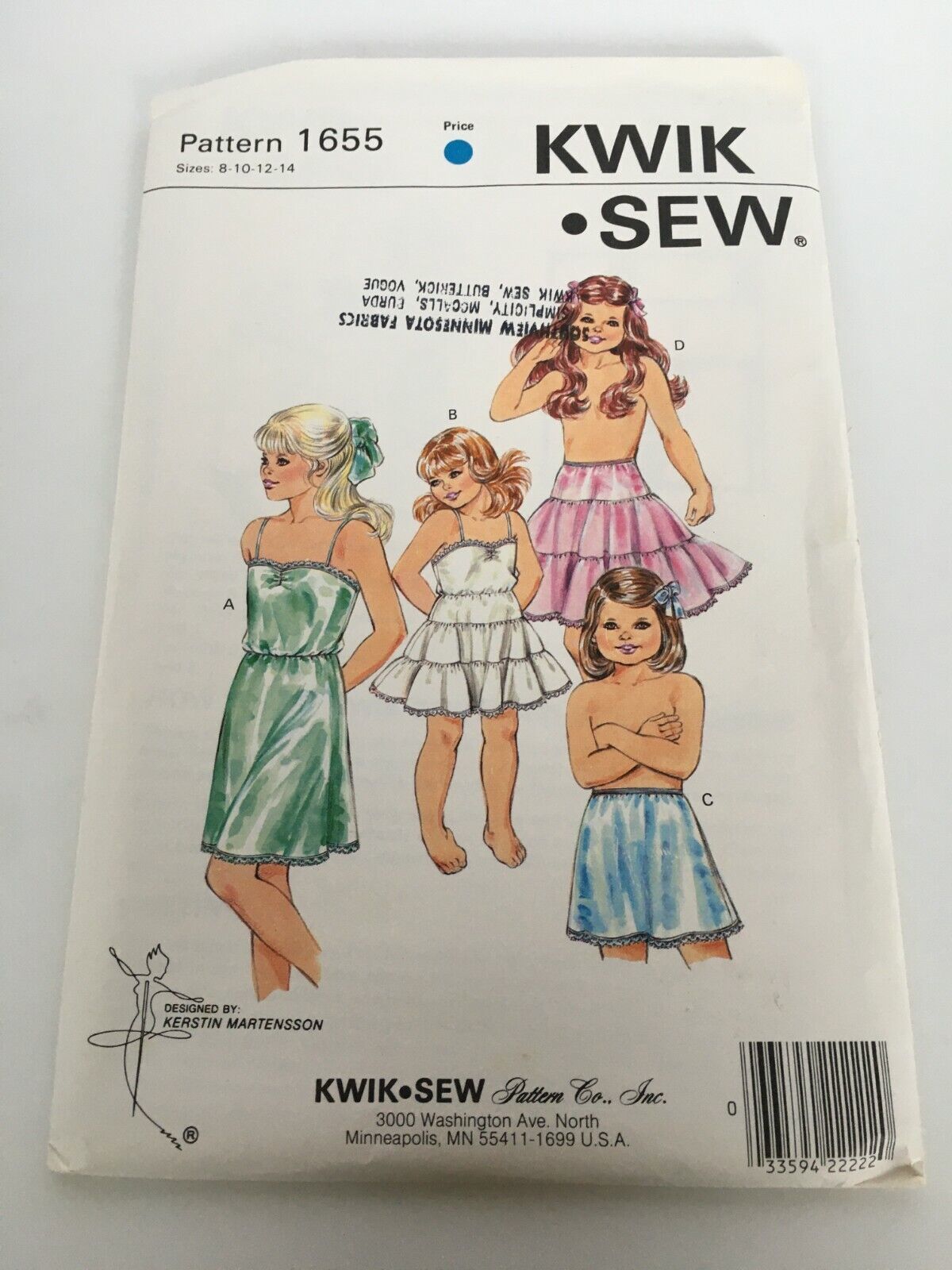 Kwik Sew Sewing Pattern 1655 Girls Slips 4 Styles Full Slip A-Line 8 10 12 14 UC - $9.99