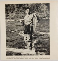1964 Magazine Photo Fisherman in Stream with Huge Atlantic Salmon Maritimes - £7.16 GBP