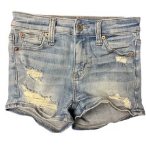 AEO American Eagle Outfitters Blue Denim Jean Shorts Size 00 Hi-Rise Shortie - £7.09 GBP