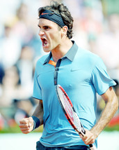 Roger Federer Blue Shirt Tennis Ace 16x20 Canvas Giclee - $69.99