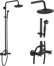 8-Inch Rainfall Showerhead With Handheld Spray And Two Knobs In Oil Rubbed - £143.78 GBP