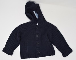 Jacadi Paris 12 Month Baby Boy or Girl Navy Blue Cardigan Knit Sweater w/ Hoodie - £23.74 GBP