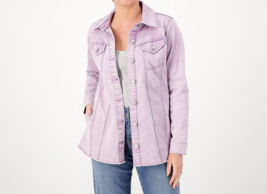 LOGO by Lori Goldstein Denim Jacket with Frayed Hem Heather Purple, Reg 0 - £35.52 GBP