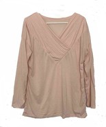 Ladies Long Sleeve Shirt w V-Neck, Pleated Yoke, Poly/Cotton, Salmon, US... - $442.58 MXN