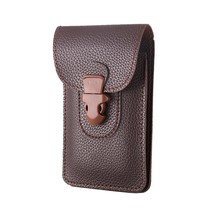 Litchi Pattern Mobile Phone Pouch PU Leather Men Waist Belt Bag Solid Mini Purse - £54.67 GBP