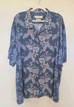 Tommy Bahama Shirt Hibiscus Floral Blue Silk Size 3XL Hawaiian - £30.22 GBP