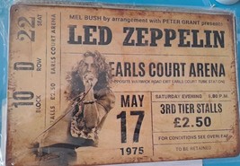 Vintage UK Tin Advertisement Led Zeppelin 1975 at Earls Court London, 20 x 30 cm - $78.20