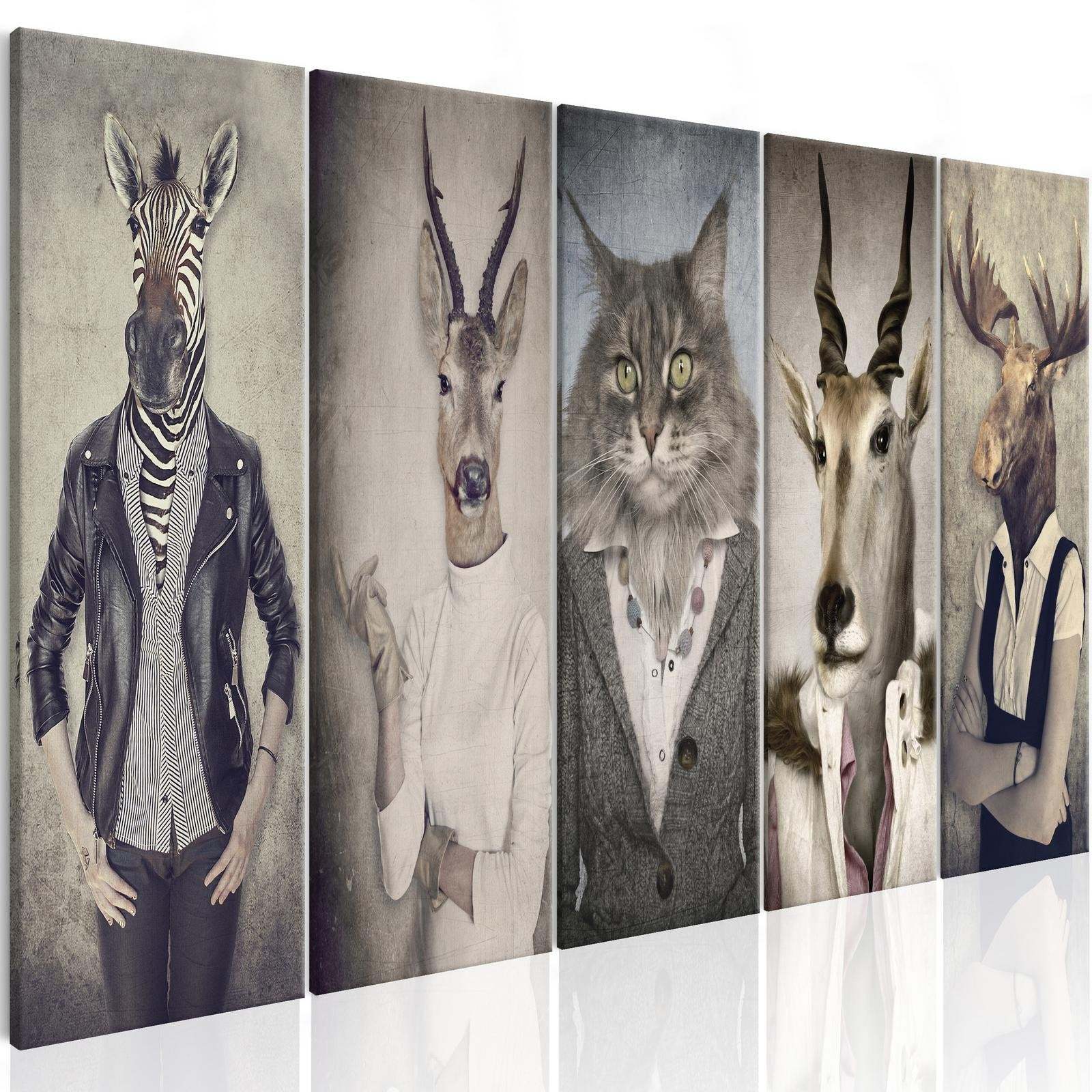 Primary image for Tiptophomedecor Stretched Canvas Nordic Art - Animals In Clothes - Stretched & F