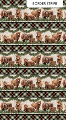 Cotton Highland Heart Highland Cow Christmas Holly Fabric Print by Yard ... - $15.95