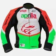 MEN&#39;S APRILIA Racing Motorbike Leather Jacket In Pure CowHide Ce Approved  - £145.39 GBP