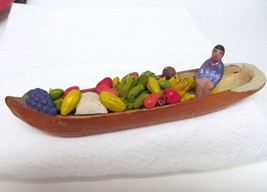 COLOMBIA Clay Boat Man Fruit Ceramic TerraCotta Hand Crafted Folk Art Pottery - £22.95 GBP