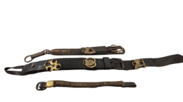 Horse Brass Medallion Leather Strap LOT 3 Crescent Moons Lion Heart Coll... - £44.82 GBP