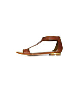 $399 BELVEDERE Sandals 8.5 Brown OSTRICH T-Strap Flat Sandals *EXCELLENT* - £148.67 GBP