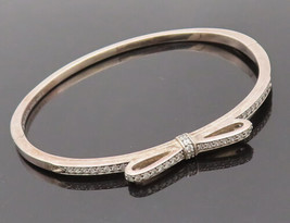 925 Sterling Silver Vintage Bracelet PANDORA Minimalist Inlay Topaz Bow  BT10230 - $115.28