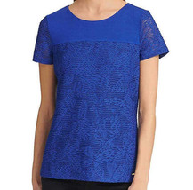Calvin Klein Womens Stretch Textured Relaxed Fit Tee Color Atlas Blue Size L - £27.89 GBP