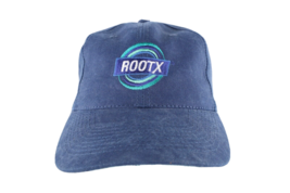 Vintage 90s Stonewashed RootX Spell Out Adjustable Strapback Hat Cap Blu... - $23.71