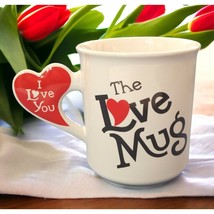 The Love Mug Red Heart Handle I Love You Vintage Coffee Cup Valentine Gift - $14.89