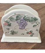 PFALTZGRAFF Grapevine Roses Grapes Porcelain Ceramic Napkin Holder EUC 7.5&quot; - $336.98 MXN