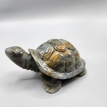 Grey Labradorite Turtle Figurine Hand Carved Stone Sculpture Iridescent ... - $96.74