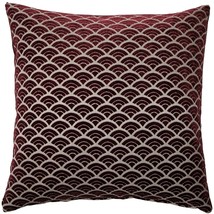 Seigaiha Scallop Textured Velvet Burgundy Throw Pillow 19x19, with Polyfill Inse - £70.73 GBP